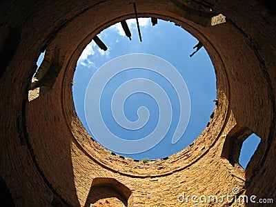 Unusual view from the ancient tower Stock Photo