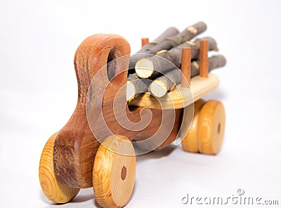 Unusual wooden machine of their alder tree with smooth edges Stock Photo