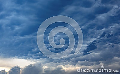 Unusually cloudy clouds. Stock Photo