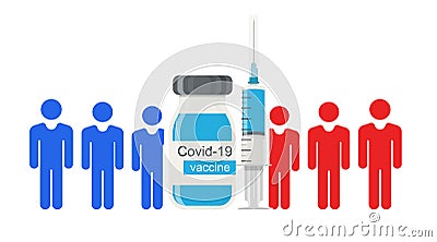 Unvaccinated and vaccinated people illustration Vector Illustration