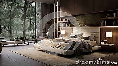 Unveil the grandeur of a special bedroom, aglow with perfect lighting Stock Photo