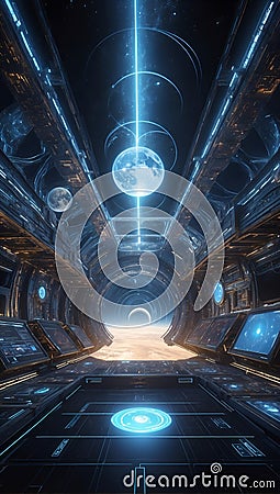 Tech Odyssey Unveiled: QuantumQuotient's DataEclipse Frontier. AI generate Stock Photo