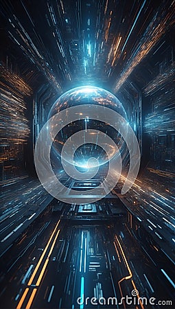 QuantumQuotient Unleashed: 3D Velocity Unveiled. AI generate Stock Photo