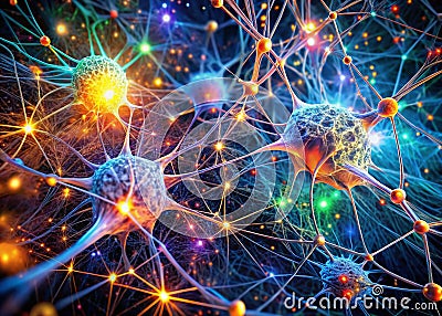 Unveiling the Complexities of the Brain A 3D Visualization of Neural Synapses Pathways and Connections Stock Photo