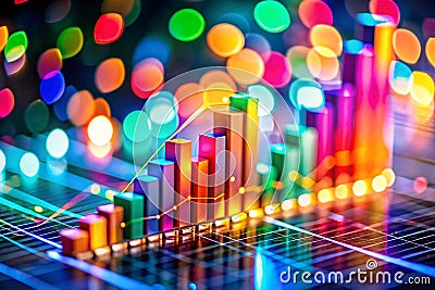 Unveiling Data Patterns A TiltShift Miniature Graph Analysis of Visualized Data Stock Photo