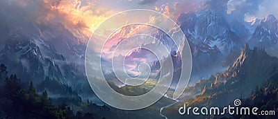 Unveiling The Enchanting Allure Of Distant Realms With A Breathtaking View Stock Photo