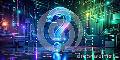 Unveiling the Future of AI A 3D Question Mark Probes Generative AIs Capabilities Demonstrating Rule of Thirds Stock Photo