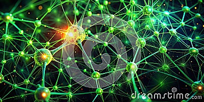Unveiling the Intricate Architecture of a Deep Learning Neural Network An AIGenerated Visualization of Green Nodes Stock Photo