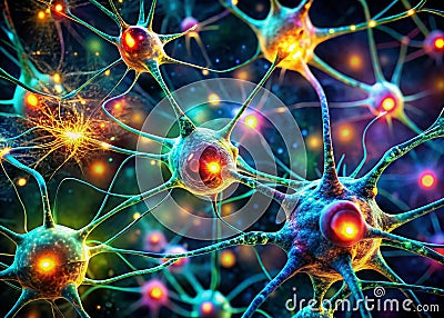 Unveiling the Intricate Microcosm A LongExposure Microscopic View of Interconnected Neural Cells Stock Photo