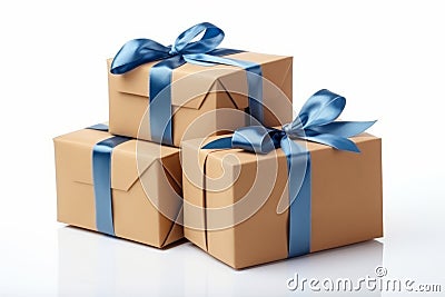 Unveiling the Mystery: Spectacular Gift Box Tied with a Brilliant Blue Ribbon! Stock Photo