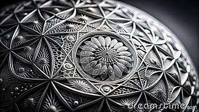 Unveiling Natures Geometric Design A Monochrome Macro Exploration of Intricate Patterns in the Natural World Stock Photo