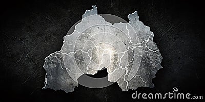 Unveiling Rwandas Geography A Detailed DoubleExposure Map Visualization Stock Photo