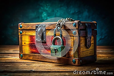 Unveiling the Secrets Within A Secure Locked Box Symbolizing TopTier Data Protection and File Security Stock Photo