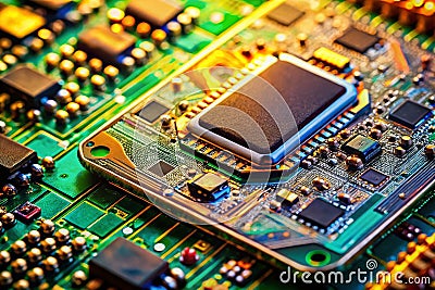 Unveiling the Tiny World of Mobile Phone GPS A Macro Exploration of a Navigation Chips Intricate Circuitry Stock Photo