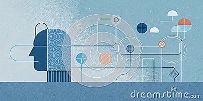Unveiling Unsupervised Learning A Deep Dive into the Abstract World of Machine Learning with a Thin Line Illustration Cartoon Illustration