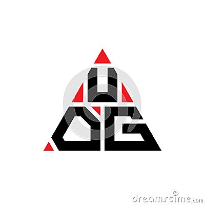 UOG triangle letter logo design with triangle shape. UOG triangle logo design monogram. UOG triangle vector logo template with red Vector Illustration