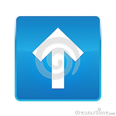 Up arrow icon shiny blue square button Stock Photo