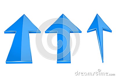 UP arrows. Blue straight moving up 3d icons Vector Illustration