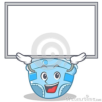 Up board baby diaper character cartoon Vector Illustration