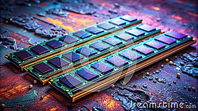 Up Close Exploring DDR4 and DDR5 RAM Modules A Deep Dive into Computer Memory Technology Featuring Urban Exploration Stock Photo