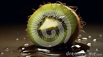 Up Close And High Definition: The Surreal Beauty Of A Cut Kiwi Stock Photo