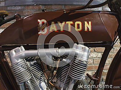 Up-close image of a Dayton E8 motorcycle Editorial Stock Photo