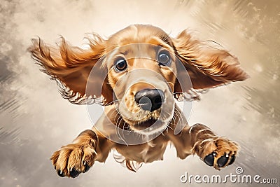 pet dog purebred background cute jump friend white doggy fly animal. Generative AI. Stock Photo