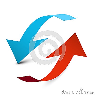 Up and Down Arrows. Blue and Red 3D Vector Arrow Vector Illustration