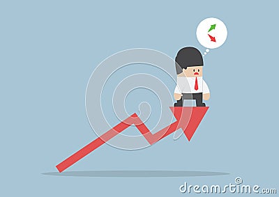 Up or down, Businessman confusing about stock market chart Vector Illustration