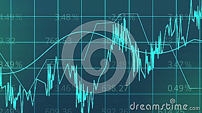 Up and down curves on graph, economic outlook presentation for company business Stock Photo