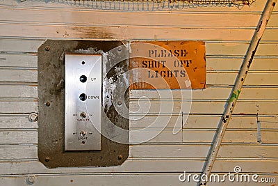 Up and down switch for an old cable elevator Stock Photo