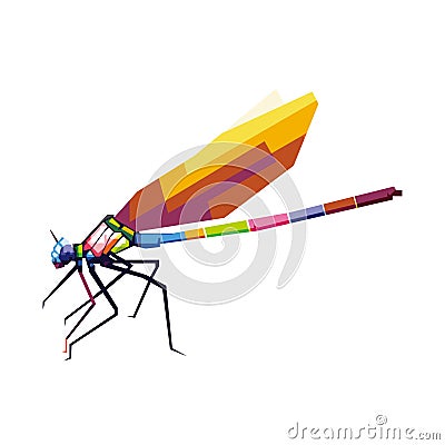 dragonfly insect animal design cartoon wpap popart artwork with cool color Vector Illustration