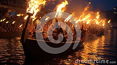 Up Helly Aa (Shetland, Scotland) - A fire festival featuring torchlight processions and burning a Viking longship Stock Photo