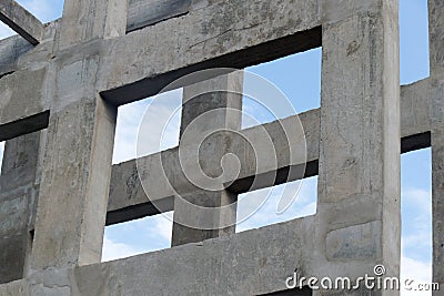 Up view Pillar and beam structure for construction abstract background Stock Photo