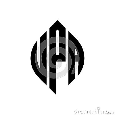 UPA circle letter logo design with circle and ellipse shape. UPA ellipse letters with typographic style. The three initials form a Vector Illustration