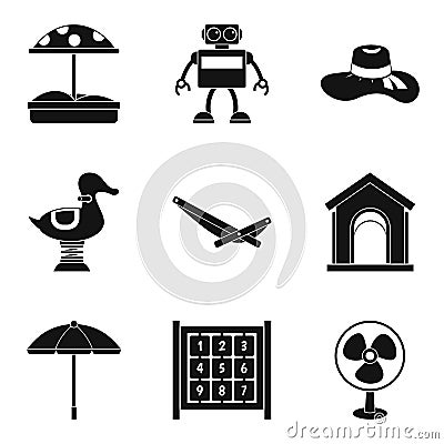 Upbringing icons set, simple style Vector Illustration