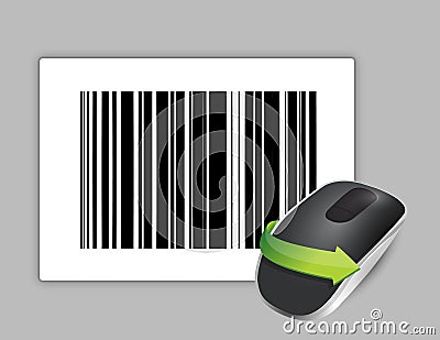 Upc code and Wireless computer mouse Stock Photo