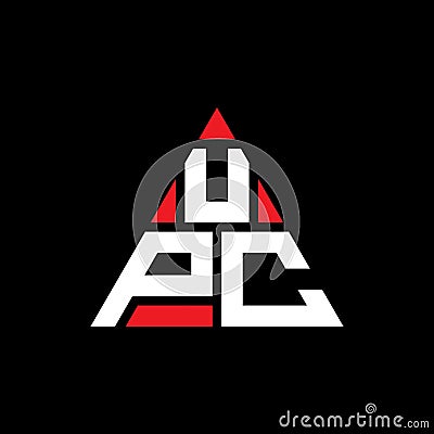 UPC triangle letter logo design with triangle shape. UPC triangle logo design monogram. UPC triangle vector logo template with red Vector Illustration