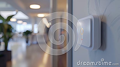 An upclose look at a fall detection sensor that can automatically call for help if a fall is detected Stock Photo