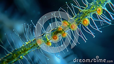 An upclose look at the flagella of an algal cell used for movement and navigation within a fluid environment. The long Stock Photo