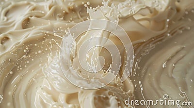 An upclose view of a single grain of sugar dissolving in a pool of water creating intricate swirls and patterns Stock Photo