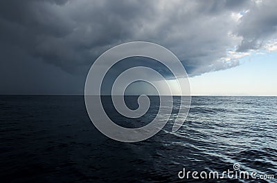 Upcoming storm in the sea. Rain - Samothraki, Greece Stock Photo