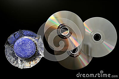 Upcycling old cd into a brand new soap dish or holder as a creative craft during pandemic isolation Stock Photo