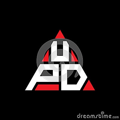 UPD triangle letter logo design with triangle shape. UPD triangle logo design monogram. UPD triangle vector logo template with red Vector Illustration