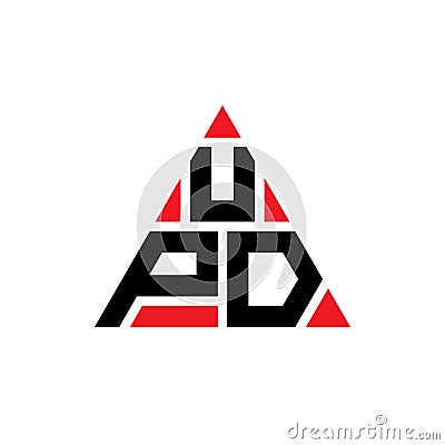 UPD triangle letter logo design with triangle shape. UPD triangle logo design monogram. UPD triangle vector logo template with red Vector Illustration