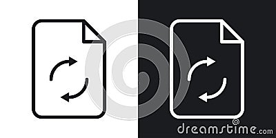 Update document icon set.Recycle and refresh document file vector symbol in a black filled and outlined style.Recycle file sign Vector Illustration
