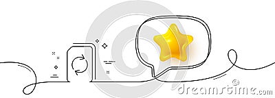 Update Document line icon. Refresh File sign. Continuous line with 3d star. Vector Vector Illustration