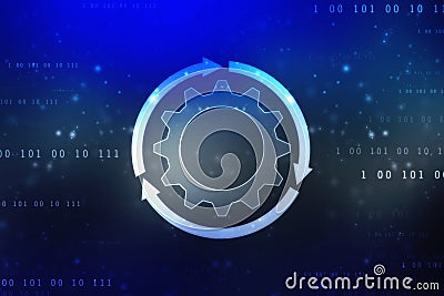 Update icon with binary codes on technology abstract Stock Photo