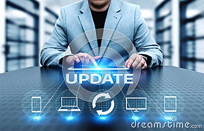 Update Software Computer Program Upgrade Business technology Internet Concept Stock Photo