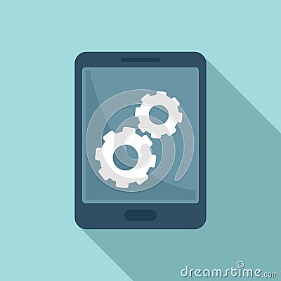 Update software tablet icon, flat style Vector Illustration